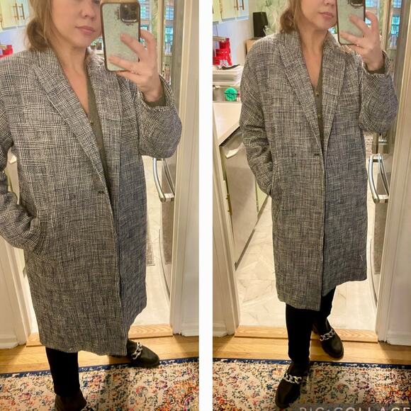 Veronica Beard Fiona Plaid Trench Dickey Blazer Coat Tweed Oversized Long sz XS - Picture 2 of 16